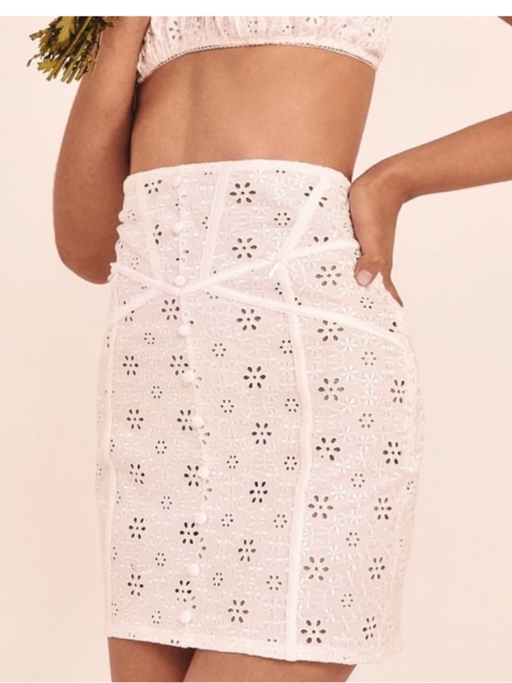 New For Love & Lemons Sophie Eyelet MiniSkirt in Size XL - Picture 5 of 17